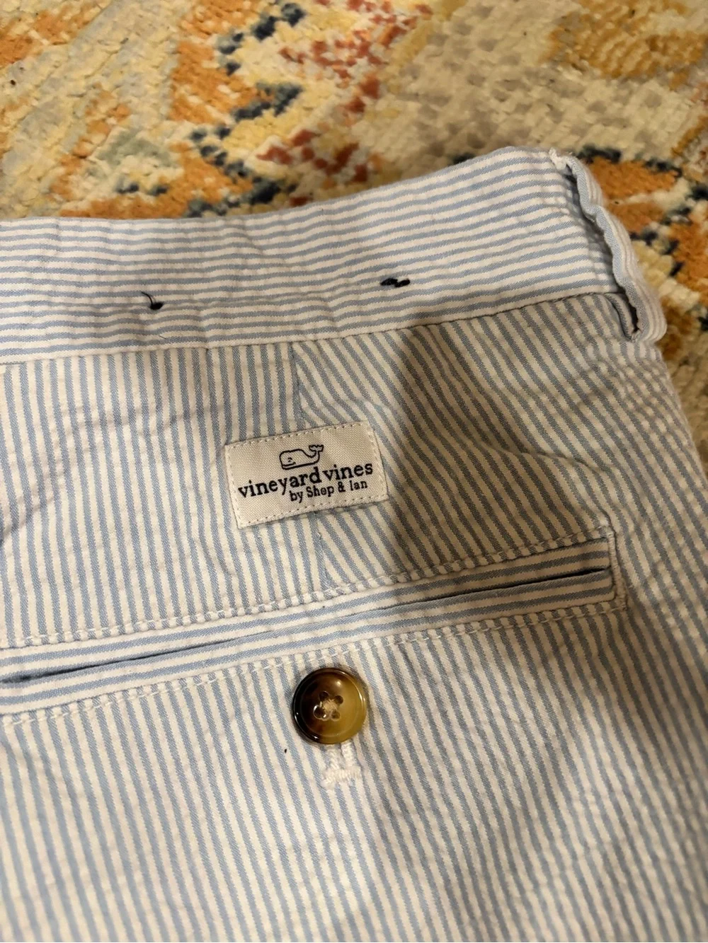 Vineyard Vines Blue and White Seersucker Flat Front Shorts